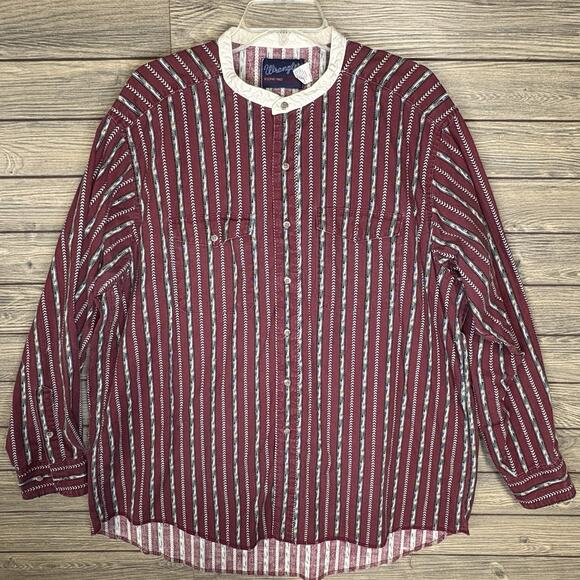 Wrangler Shirt Mens 18.5x36 Maroon X-Long Tails Long Sleeve Button Up Western - Picture 1 of 8